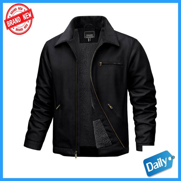 Men's Work Jacket Fleece Lined Sherpa Waterproof Heavy Winter Coat Utility